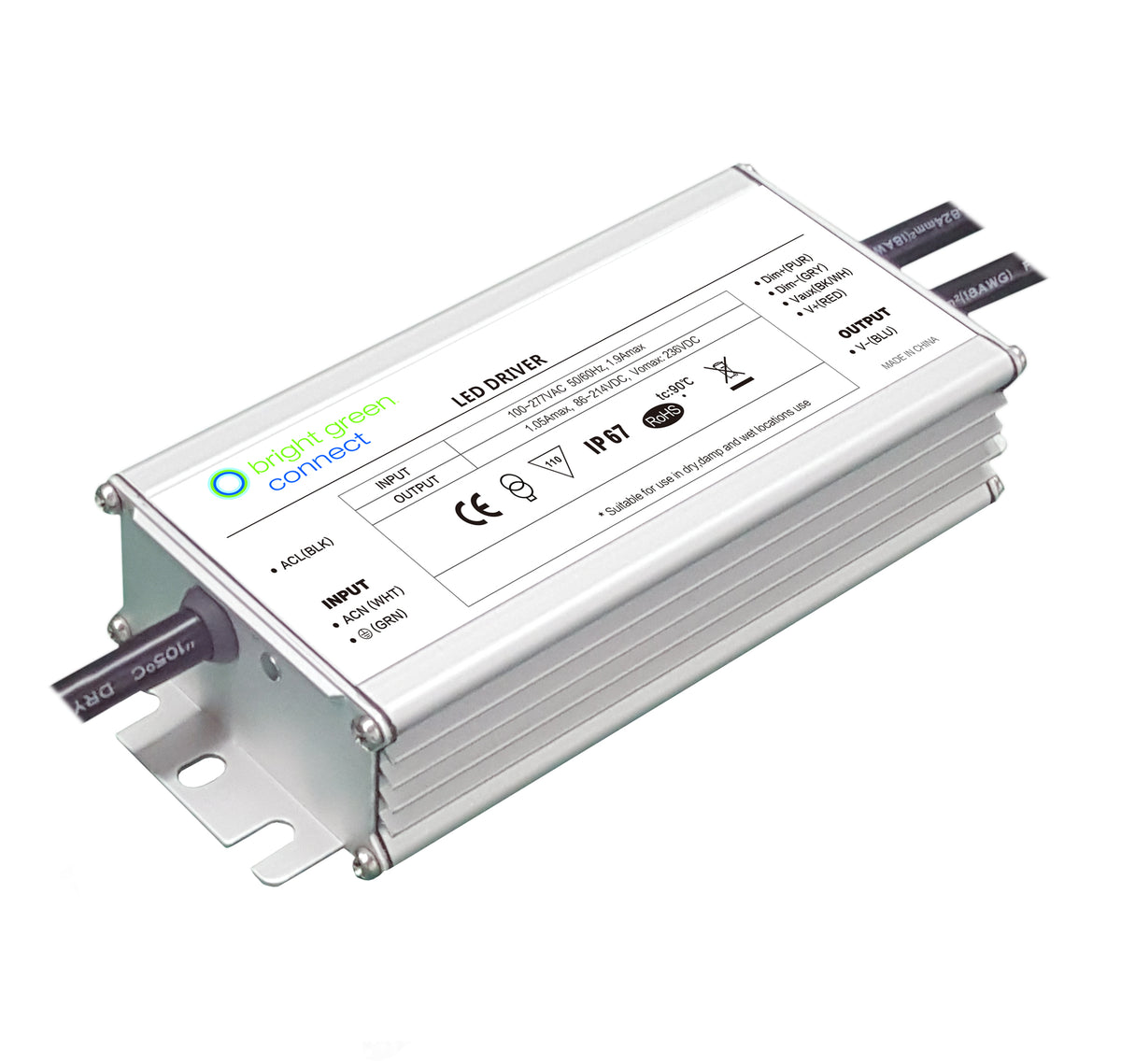 Bright Green Connect 75W 300mA Constant Voltage LED Driver PXS-075-V024 | DALI Dimmable