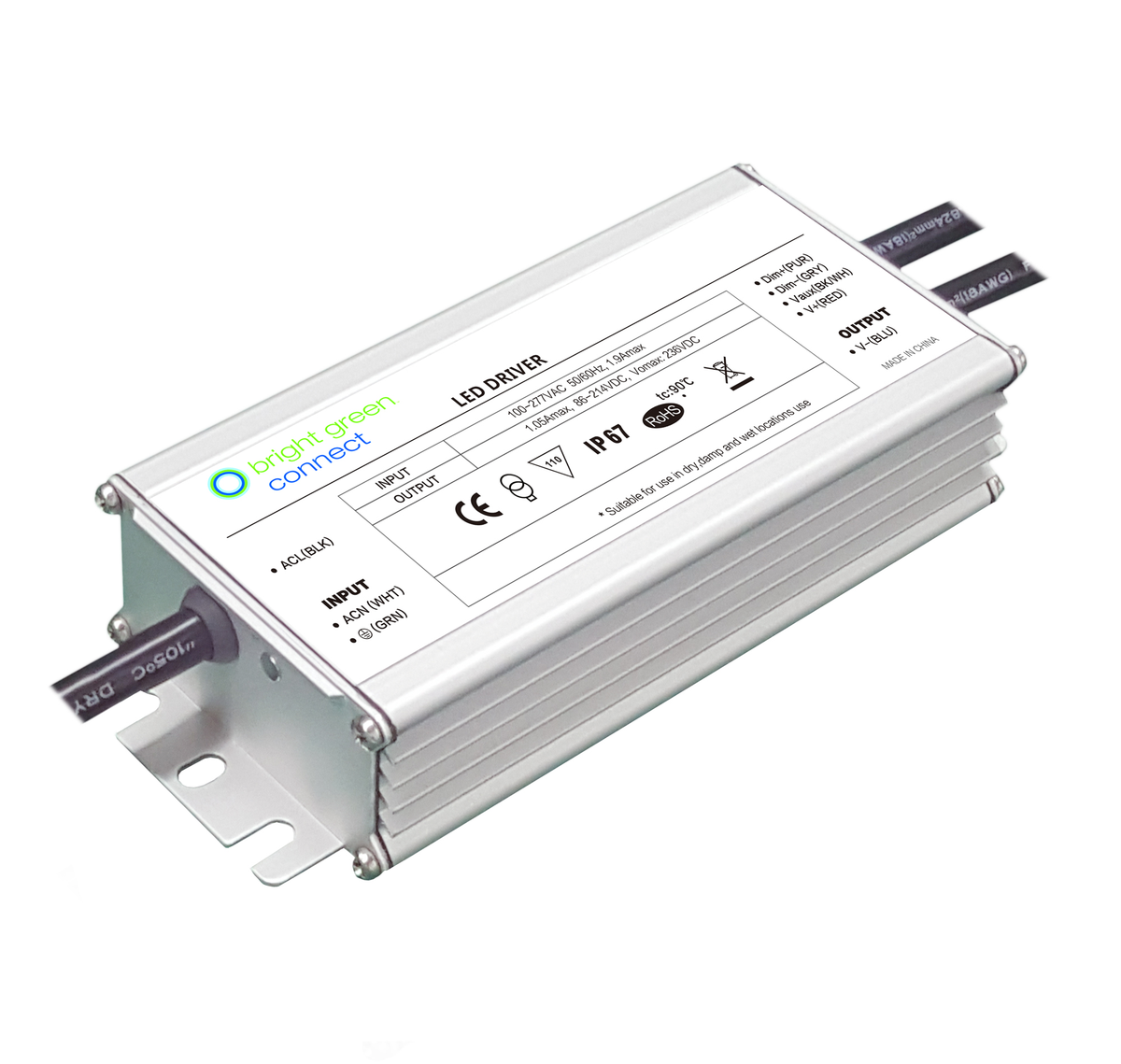 Bright Green Connect PXS-120-V024 120W 24V Non-Dimmable IP67 Constant Voltage LED Driver