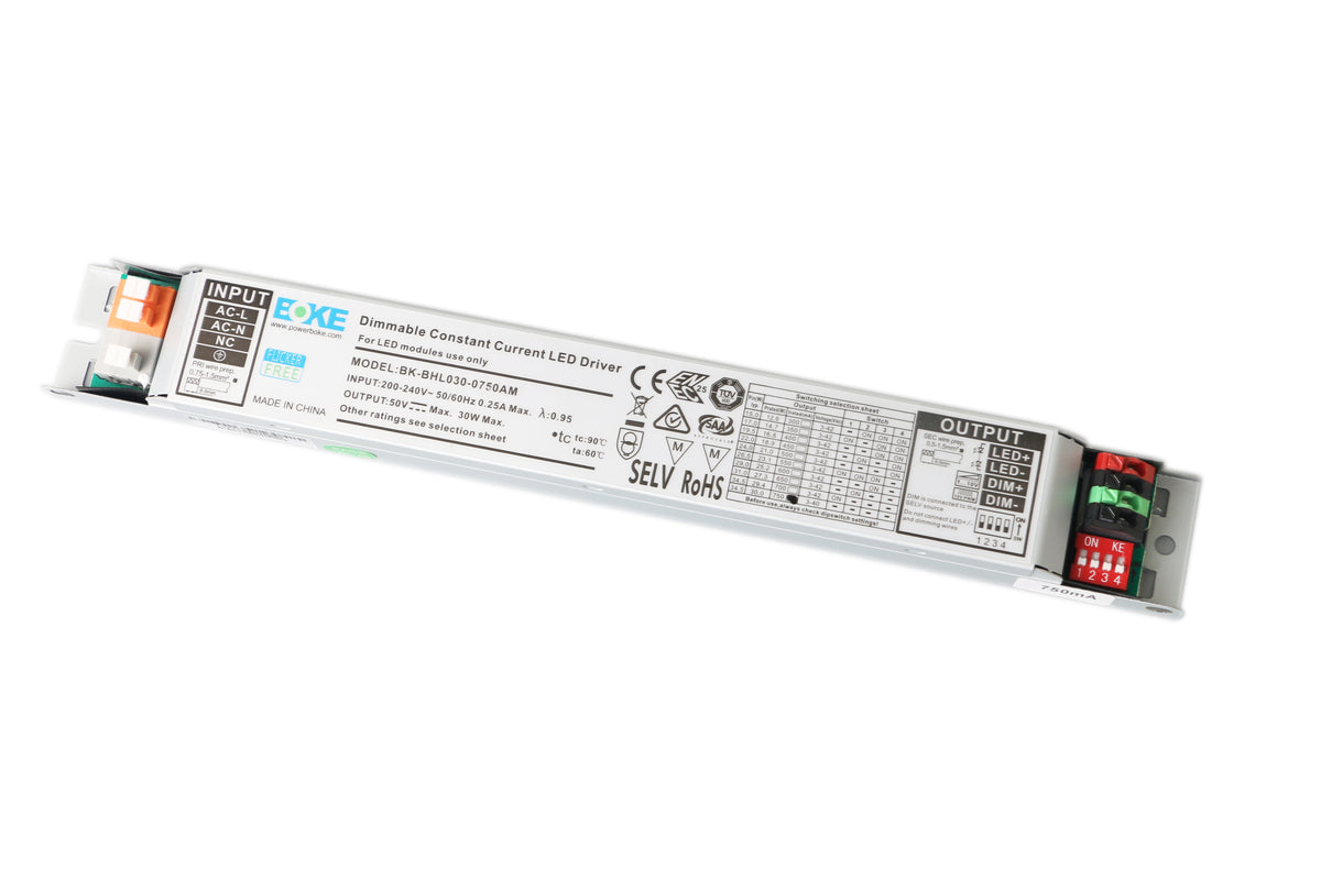 BOKE 30W 750mA Constant Current LED Driver BK-BHL030-0750AM | 1-10V Dimmable