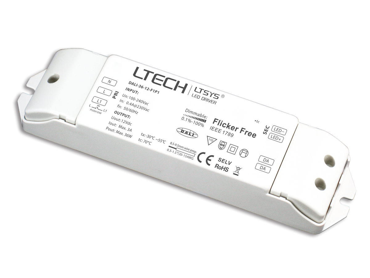 LTECH 5W 36V Constant Voltage LED Driver DALI-36-12-F1P1 | DALI-2 Dimmable