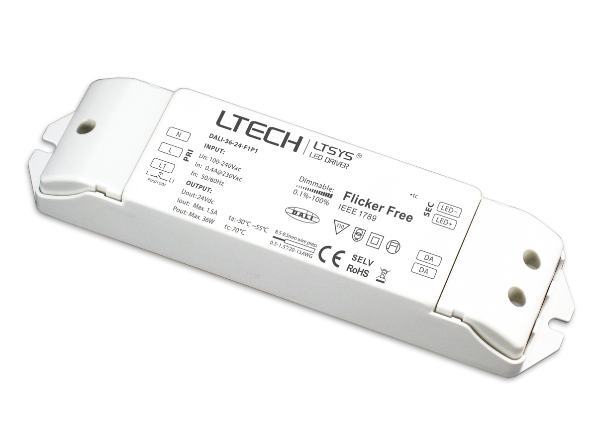 LTECH 5W 36V Constant Voltage LED Driver DALI-36-24-F1P1 | DALI-2 Dimmable