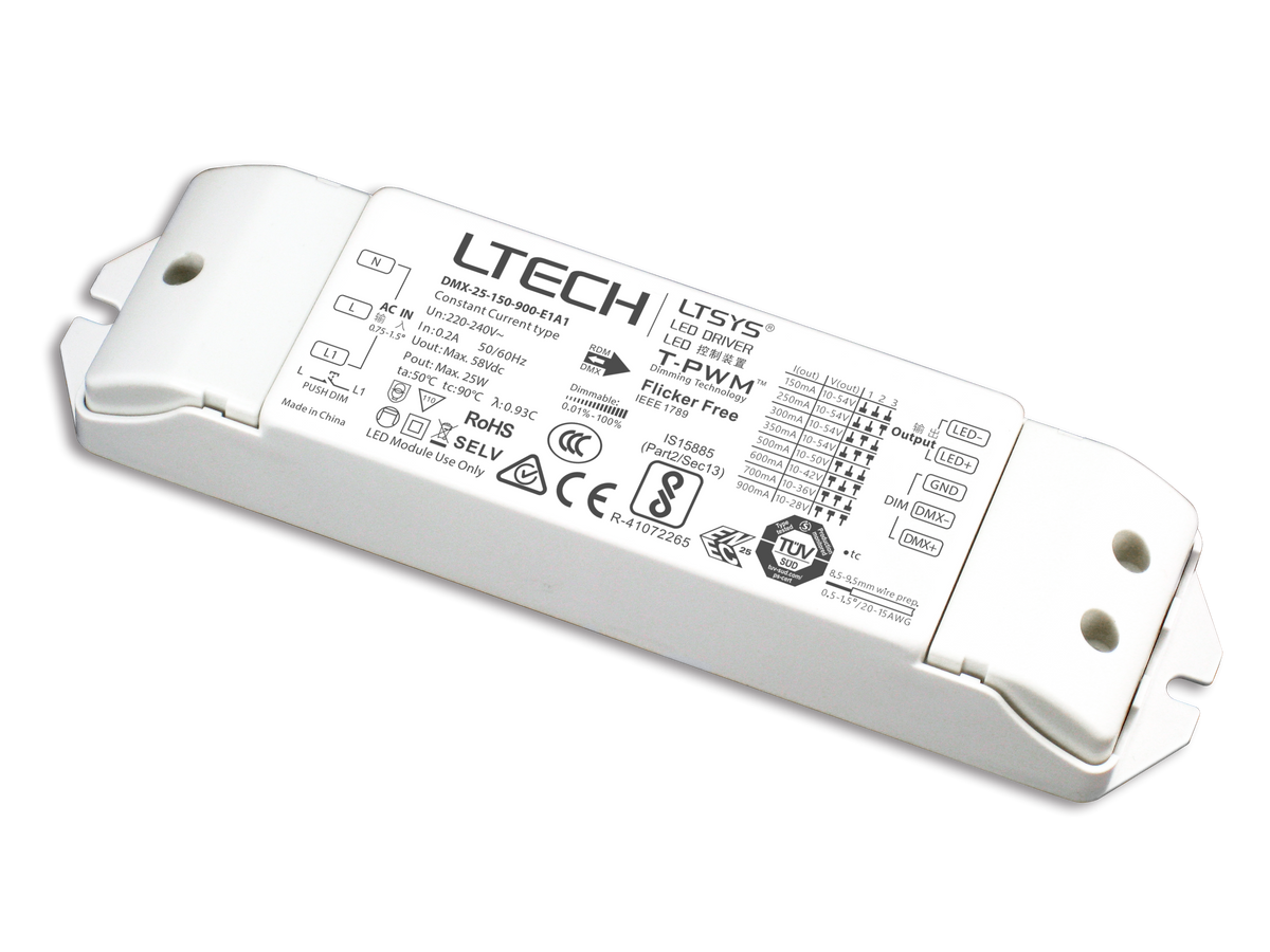 LTECH 150mA Constant Current LED Driver DMX-25-150-900-E1A1