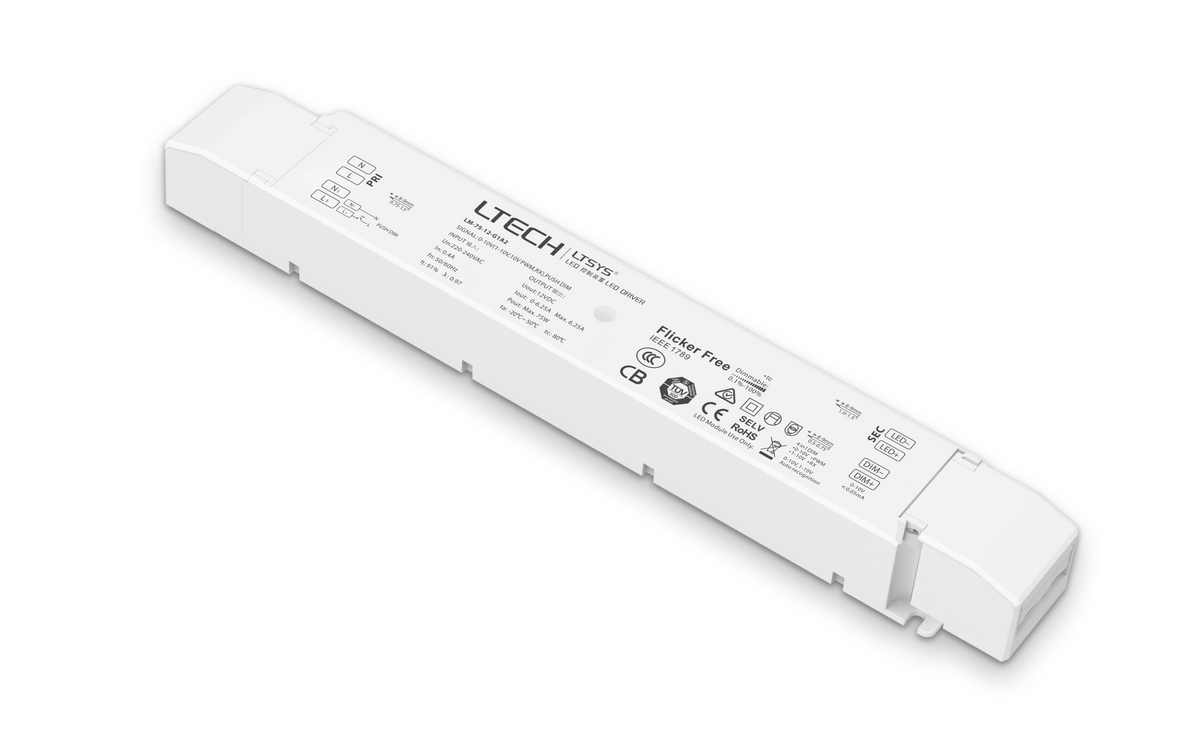 LTECH 75W 12V Constant Voltage LED Driver LM-75-12-G1A2 | 1-10V Dimmable