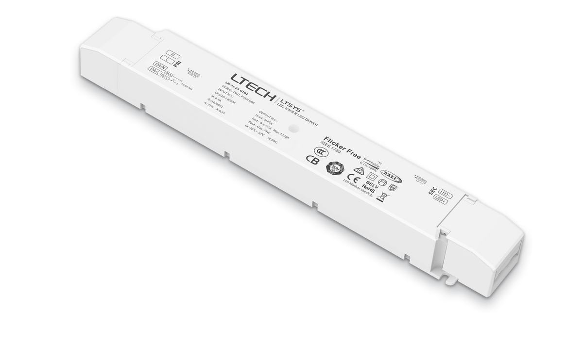 LTECH 75W 24V Constant Voltage LED Driver LM-75-24-G1D2F | DALI-2 Dimmable