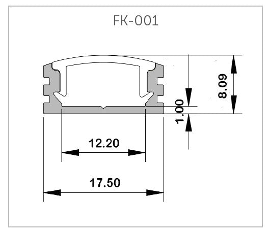 Bright Green LED Linear Profile - FK001-2 metres LED Aluminium Profile