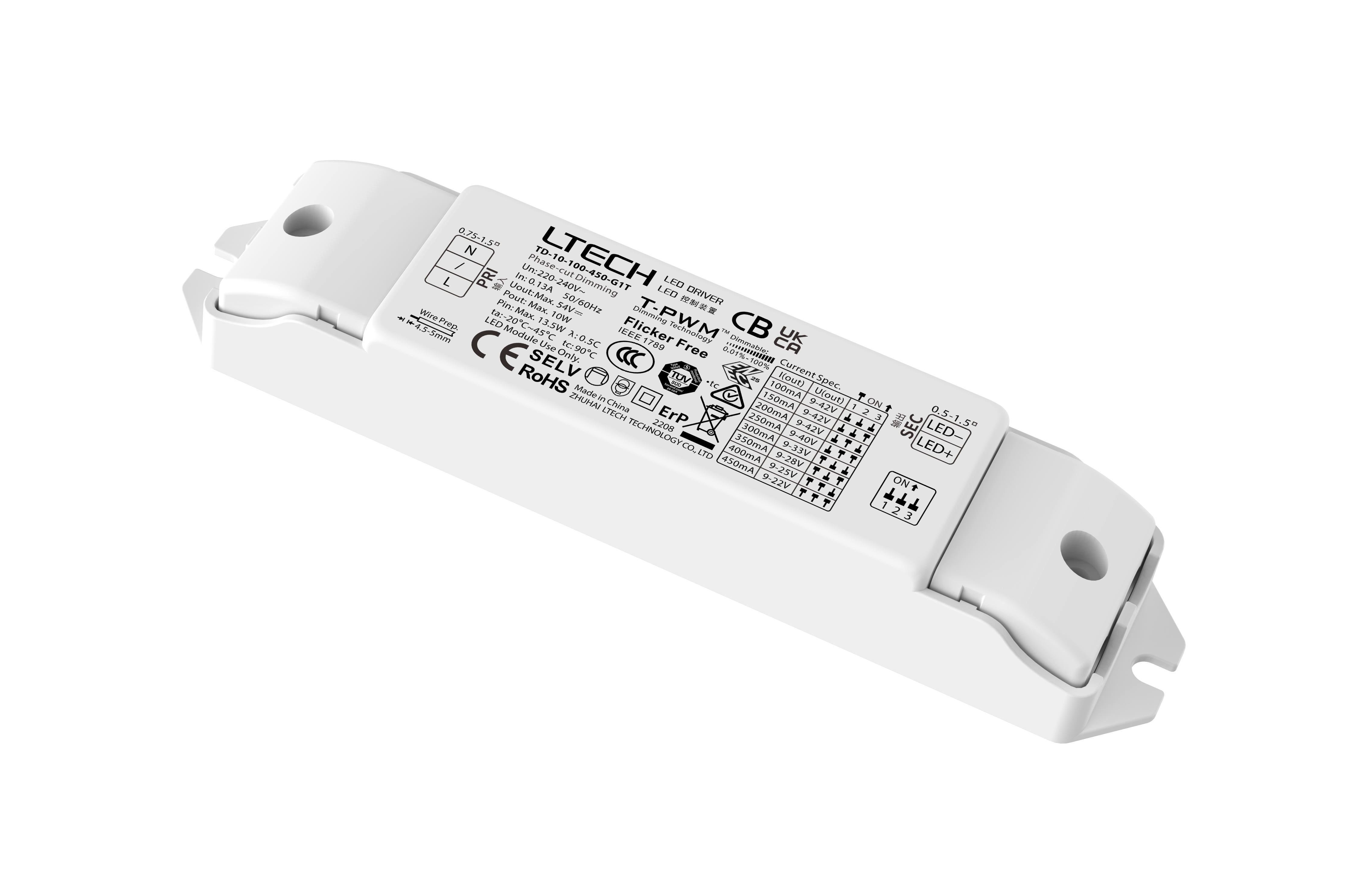 Ltech TD-10-100-450-G1T – Bright Green Direct