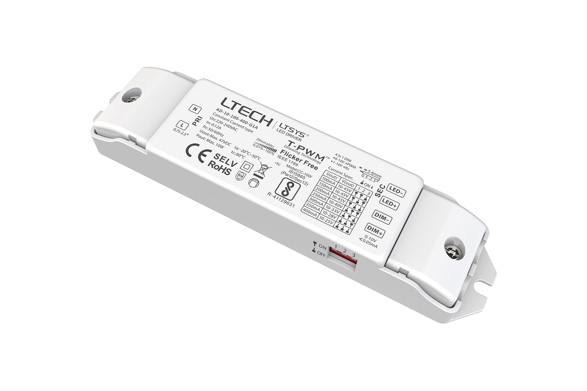 LTECH 10W 100mA Constant Current LED Driver AD-10-100-400-G1A | 1-10V Dimmable