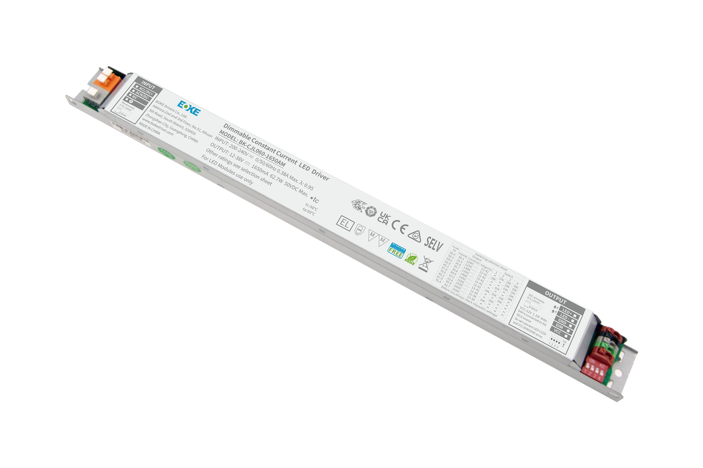 BOKE BK-CJL050-1300AM 49.4W 850–1300mA 1–10V Dimmable Constant Current LED Driver