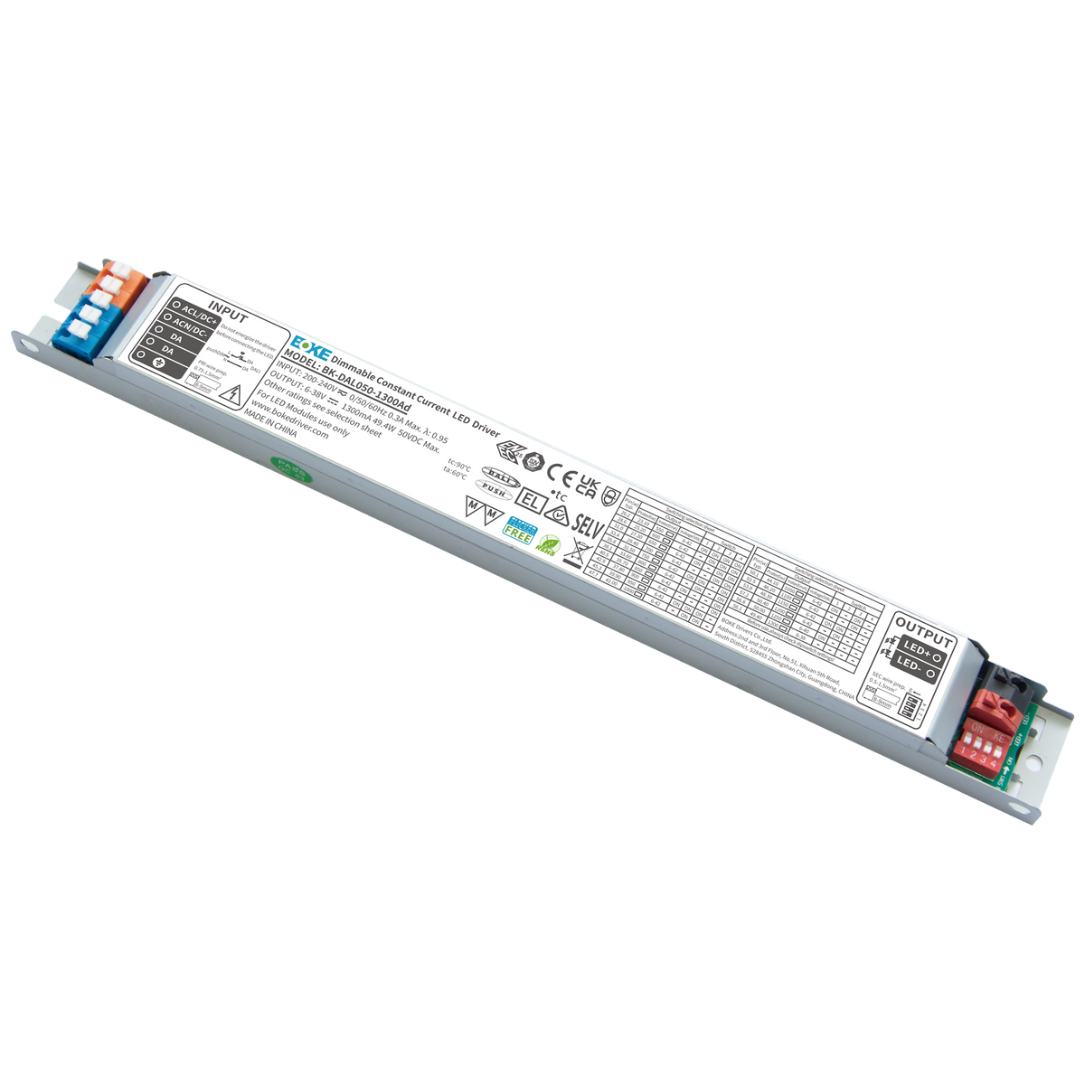 BOKE BK-DAL080-B2000Ad 80W 1250–2000mA DALI-2 & pushDIM Dimmable Constant Current LED Driver