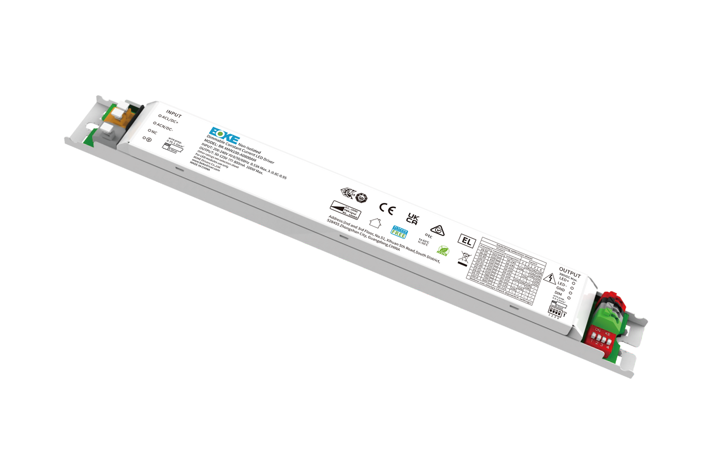 BOKE 100W 800mA Constant Current LED Driver BK-MAN100-A0800AM | 1-10V Dimmable