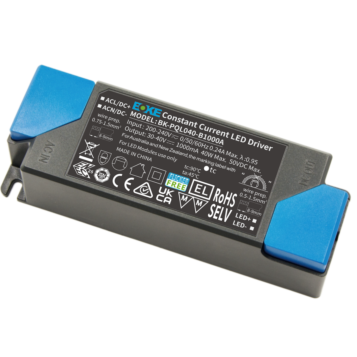 BOKE BK-PQL042-B1100A 41.8W 1100mA Non-Dimmable Constant Current LED Driver