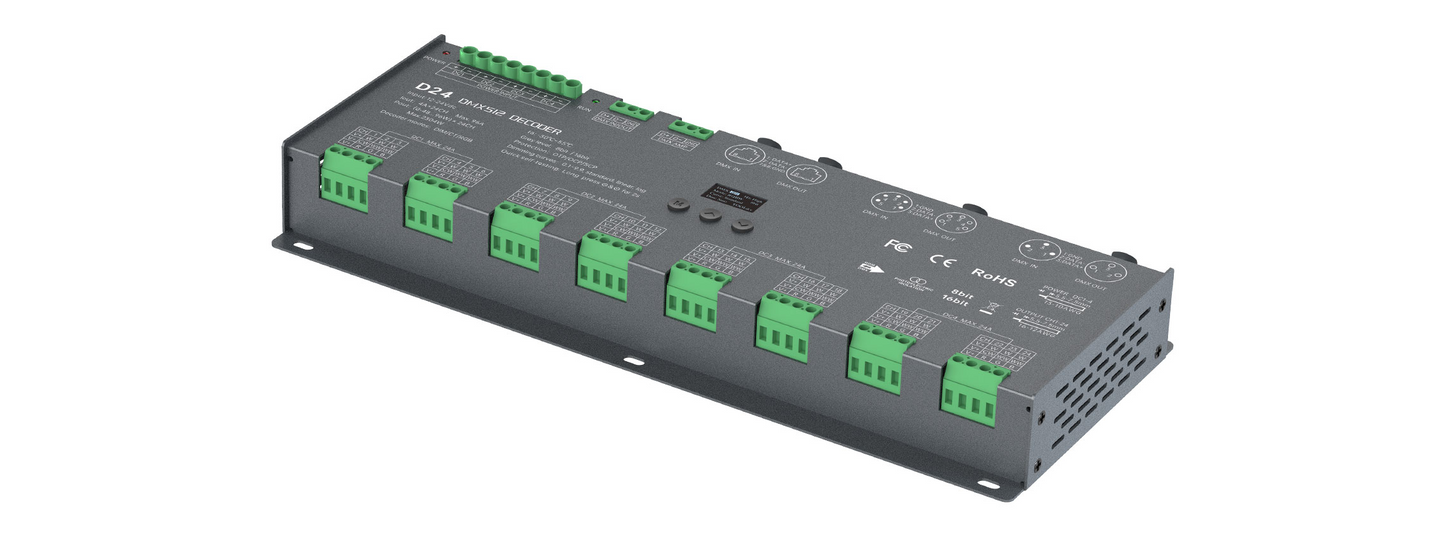LTECH D24 24-Channel DMX512/RDM LED Decoder 12–24V
