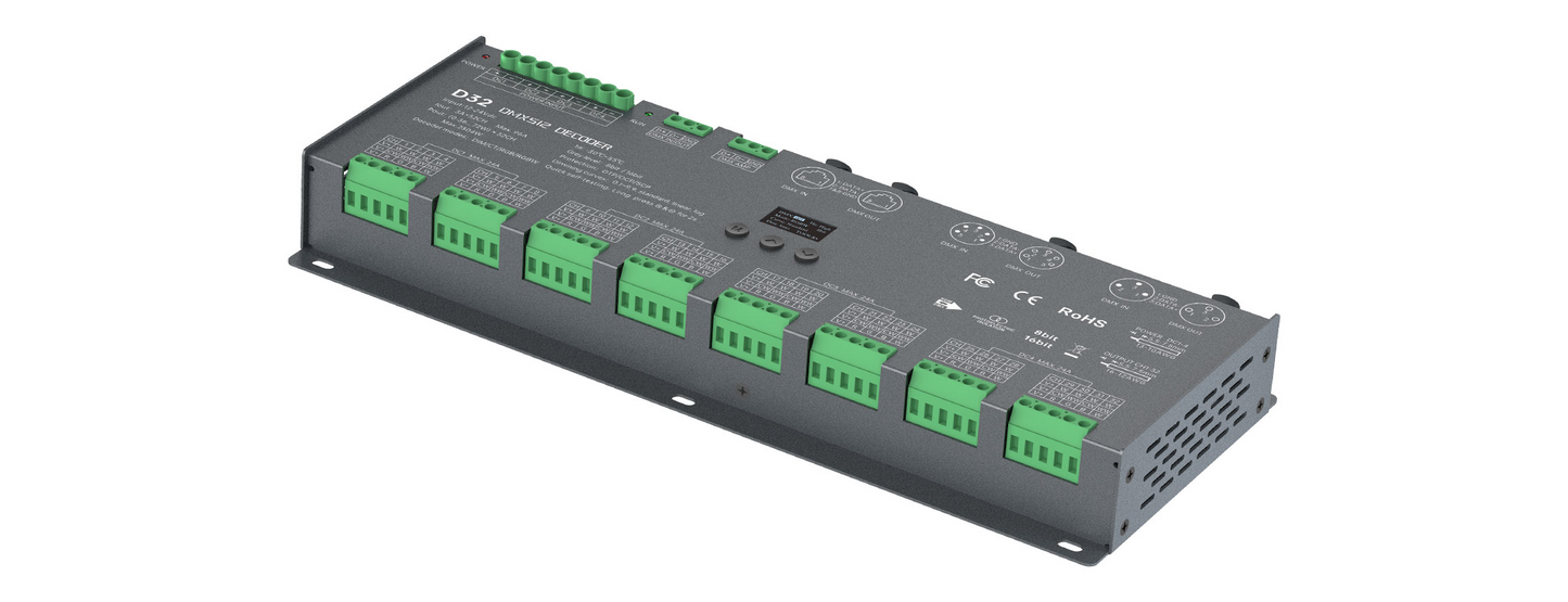 LTECH D32 32-Channel DMX512/RDM LED Decoder 12–24V
