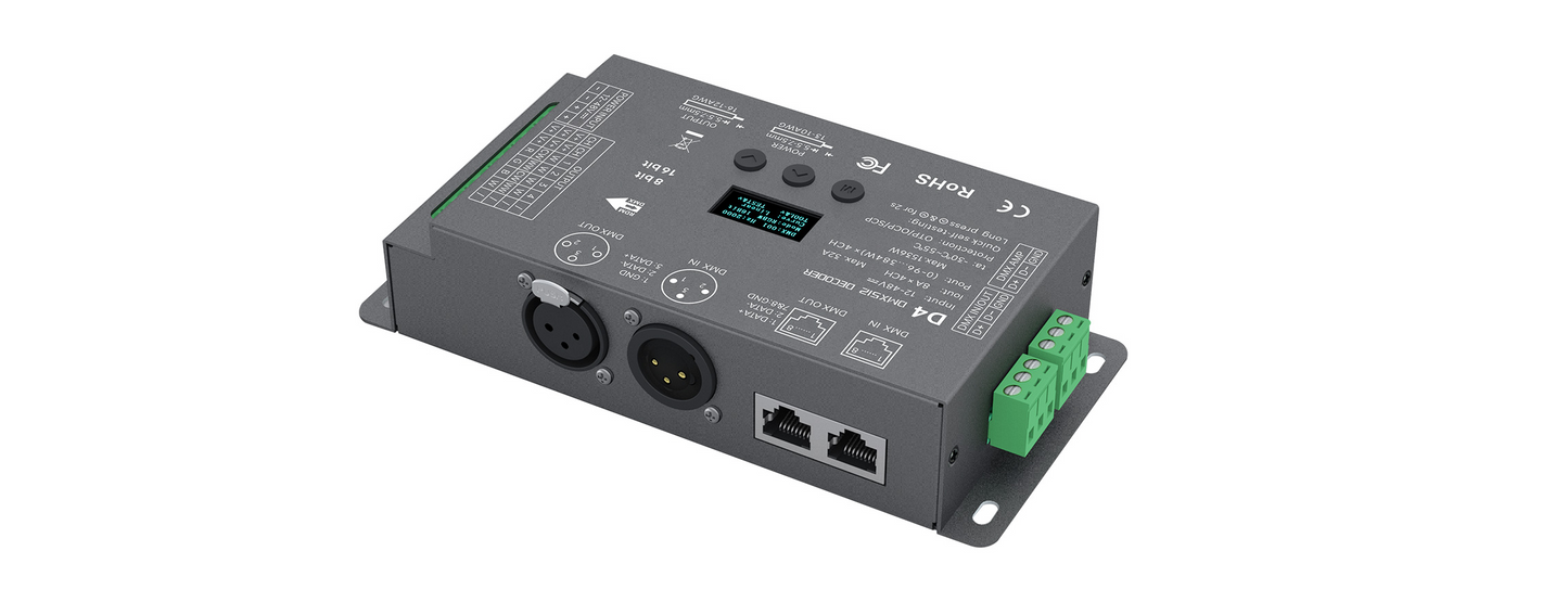 LTECH D4 4-Channel DMX512/RDM LED Decoder 12–48V