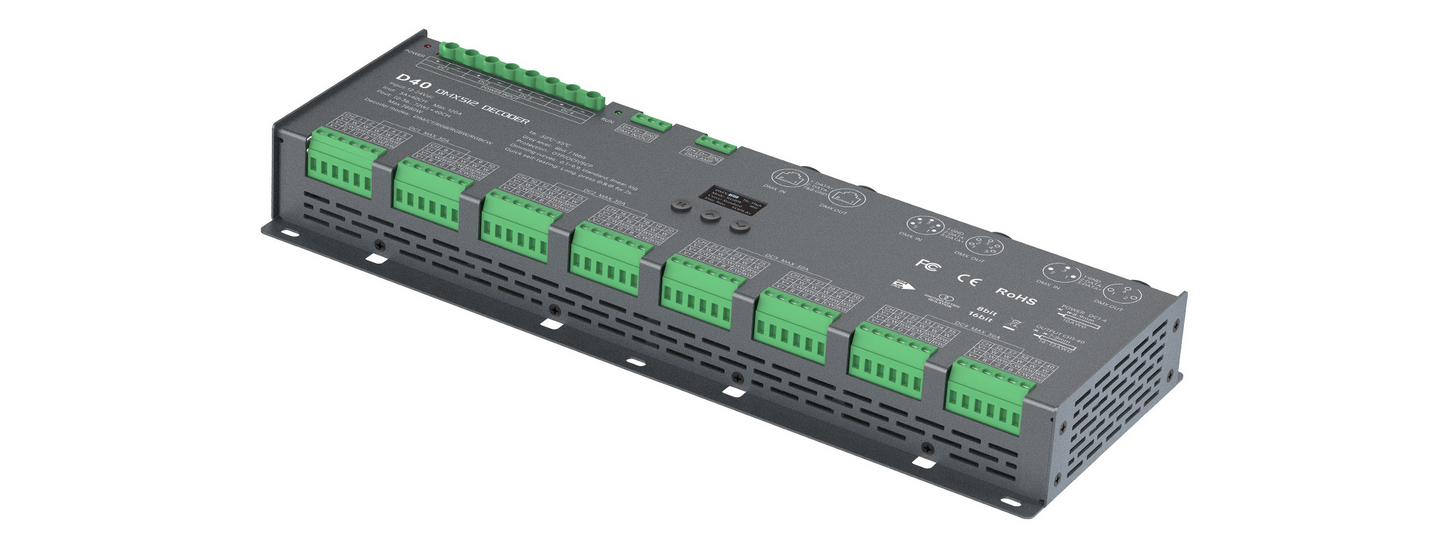 LTECH D40 40-Channel DMX512/RDM LED Decoder 12–24V