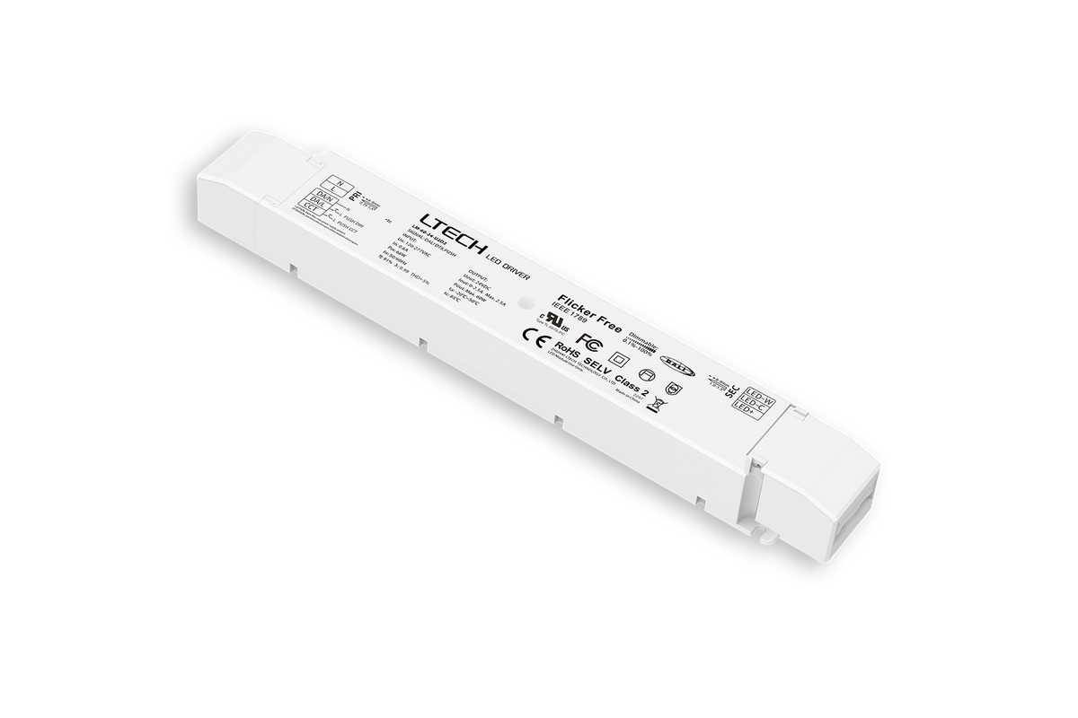 LTECH LM-60-24-U2D2 60W 24V DALI-2 DT8 & Push DIM/CCT Tunable White LED Driver