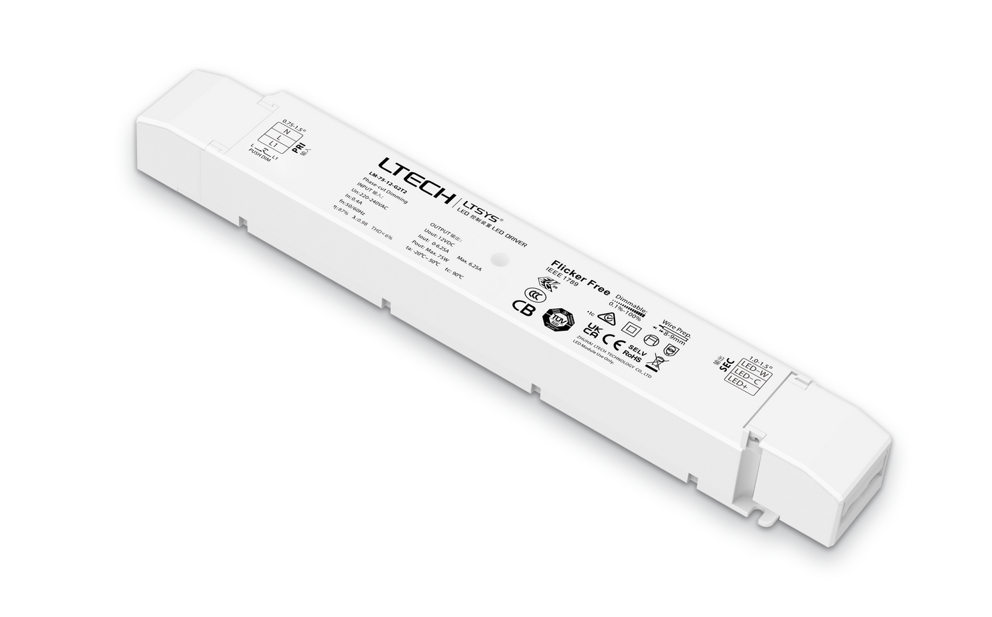 LTECH 75w 12V Constant Voltage LED Driver LM-75-12-G2T2 | Triac Dimmable