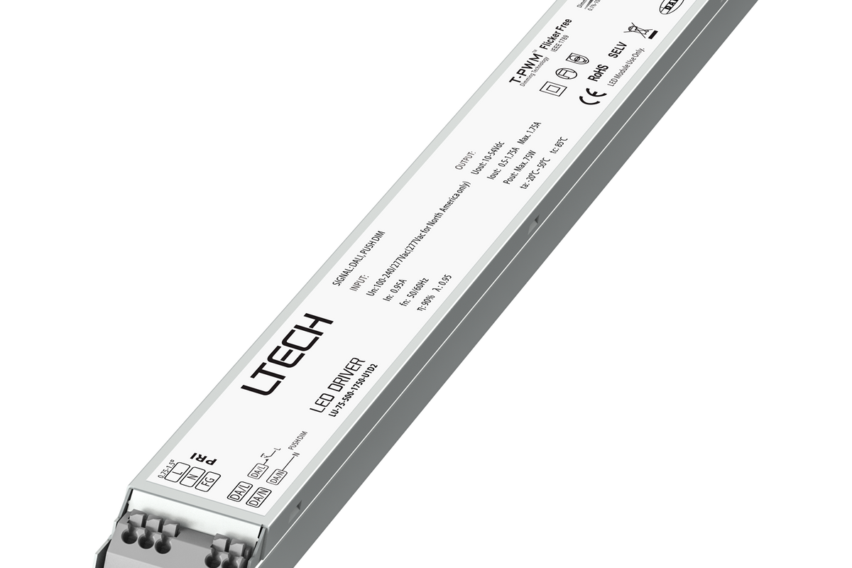 LTECH LU-75-500-1750-U1D2 75W 500–1750mA DALI-2 & Push DIM Constant Current LED Driver