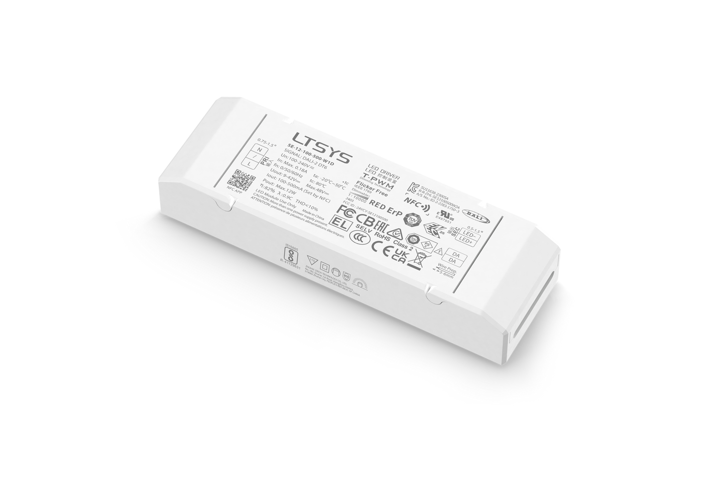 LTECH 12W 100-500mA Constant Current LED Driver SE-12-100-500-W1D | DALI Dimmable