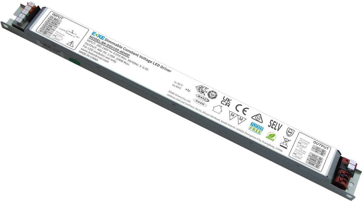 BOKE BK-DGV060-48V0D 57.6W 48V DALI-2 PushDIM 1–10V Dimmable IP20 Constant Voltage LED Driver