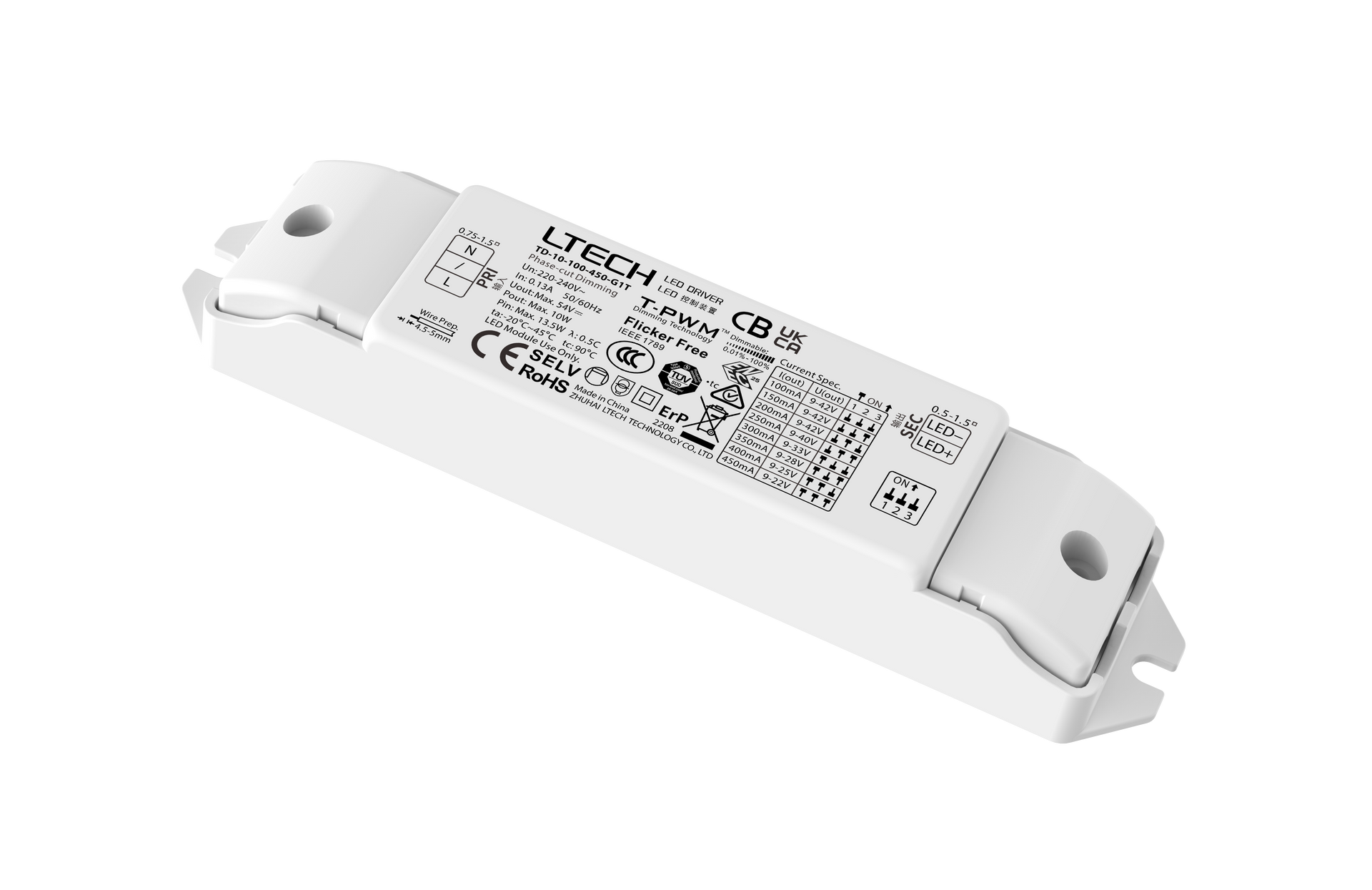 Ltech TD-10-100-450-G1T – Bright Green Direct